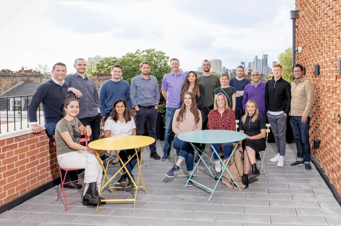 A group photograph of the company family